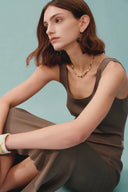 Hera Wide Sleeveless Strap Dress in Stretch Yarn Knit