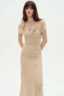 Robe Arali à appliqué floral crocheté main en lyocell cachemire