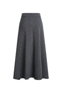 Lynn Asymmetric Ribbed Skirt in Wool Blend