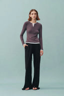 Yuri Side Slit Pants in Brushed Knit