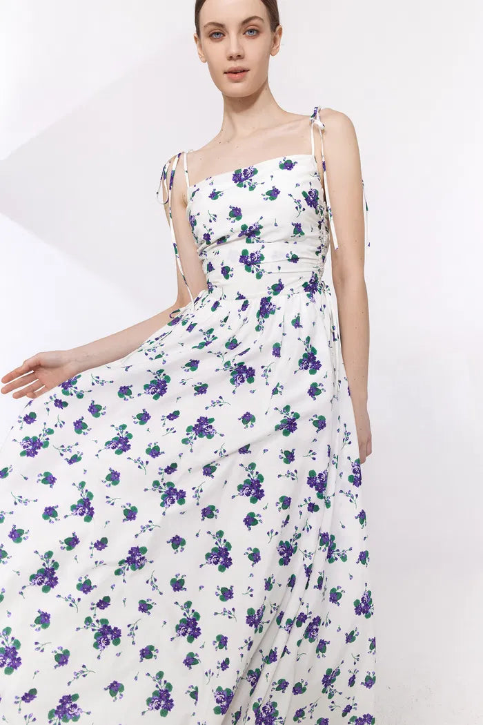 silk cotton blend dress Lottie Floral Print Dress in Silk Cotton Blend XS