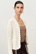 Megan Scalloped Trim Cardigan in Merino Wool Knit