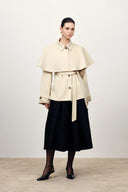 Harmony Detachable Cape Shearling Short Coat in Merino Wool