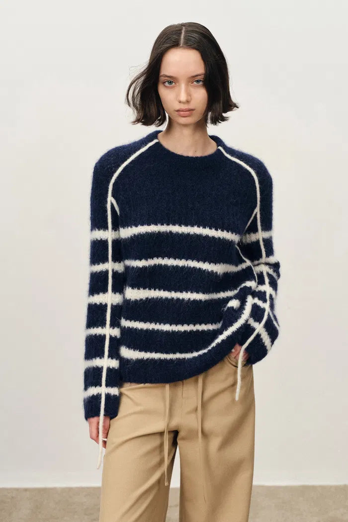 Rita Hand Painted Irregular Stripe Design Sweater in Alpaca Blend