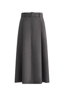 Rachel Pleated Long Skirt in Fine Wool Blend