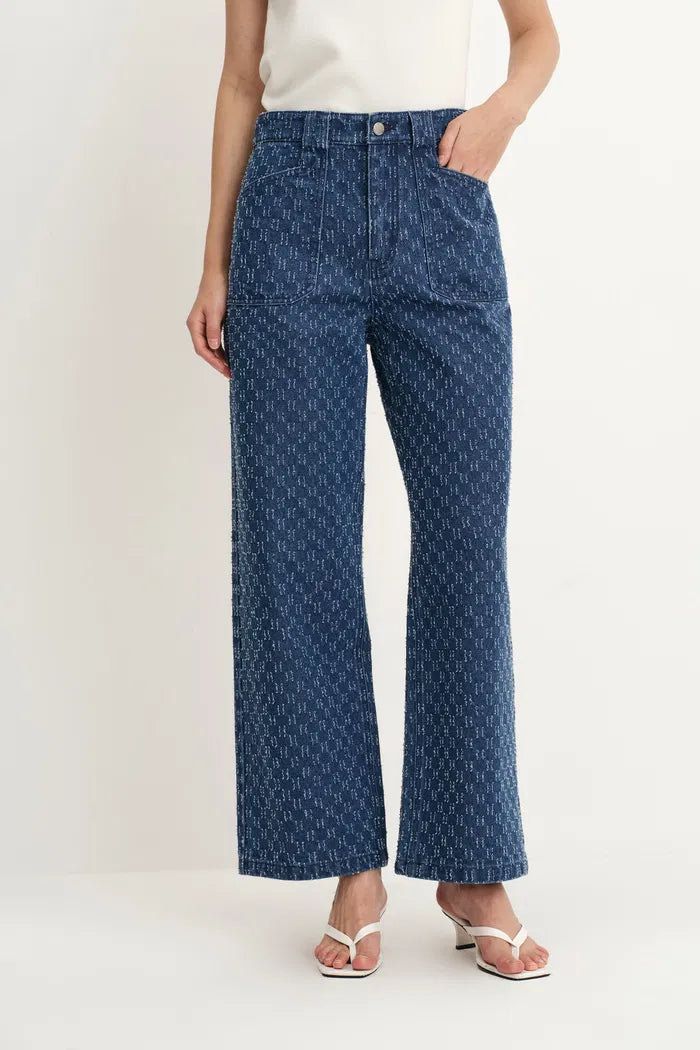 Quinn Jacquard Straight Leg Jeans in Jacquard Denim