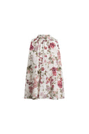 Blusa Pernilla con Estampado Floral de Granada y Lazo en Cuello, en Crepé Doble de Seda Elástica