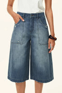 Bermuda Jeans Sbiaditi Roxy in Denim di Cotone