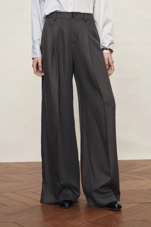Alice Wide Waistband Casual Pants in Tencel Linen Blend