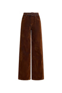 Taylor Belted Straight Leg Jeans in Velvet Flocked Denim