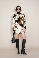 Mane Cow Print Mini Skirt in Faux Horse Fur