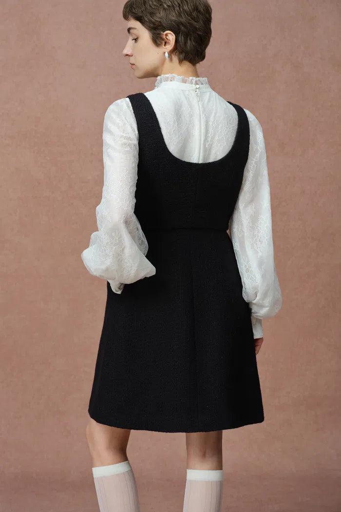 Julie Two Piece Dress in Lace and Tencel-Linen with French Bouclé