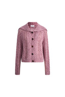 Rosalina Convertible Shawl Collar Cardigan in Merino Wool Cable Knit