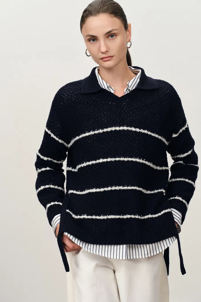 Darcy Bouclé Striped Sweater in Merino Wool Knit