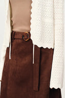 Megan Scalloped Trim Cardigan in Merino Wool Knit