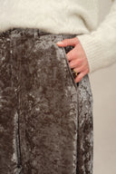Shining Velvet Straight Leg Trousers in Ice Velvet
