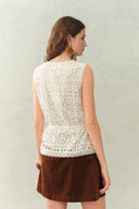 Zane Open Knit Drawstring Top in Cotton
