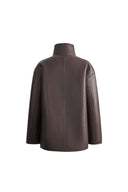 Lene Reversible Faux Fur and Leather Jacket in Merino Wool Teddy
