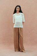 Lea Hand-crocheted Flora Top in Cotton Knit