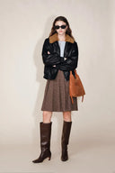 Genesis Abnehmbarer Kunstfellkragen Jacke aus Kunstleder