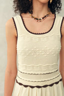 Vittra Embroidery and Woven Sleeveless Dress in Crochet with Cotton Linen Knit