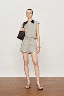 Lona Striped A Line Casual Shorts in Cotton Blend Poplin