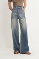 Jeans de pierna ancha bicolor Harper en denim de algodón