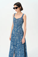 Ella Flora Laserwork Strap Maxi Dress in Cotton Denim