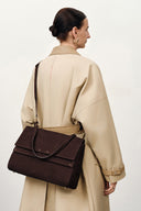 Rialto Double Flap Handbag in Top-Grain Nubuck Leather