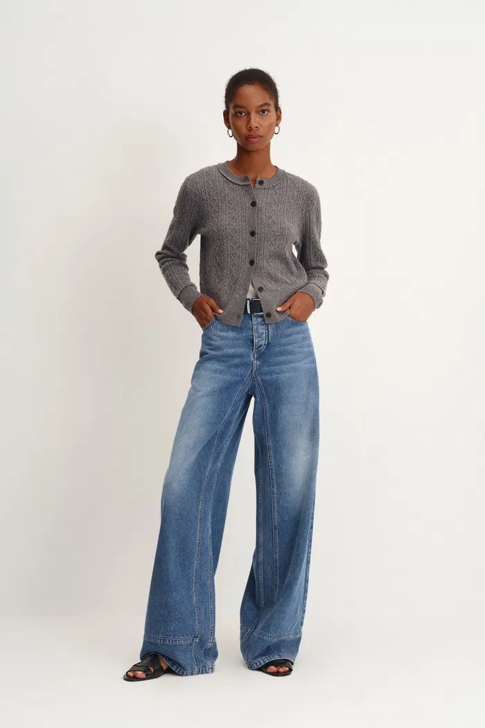 Glaire Straight Wide Leg Jeans in Lyocell Denim