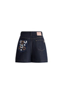 Perla Crocheted Pocket Shorts in Raw Denim