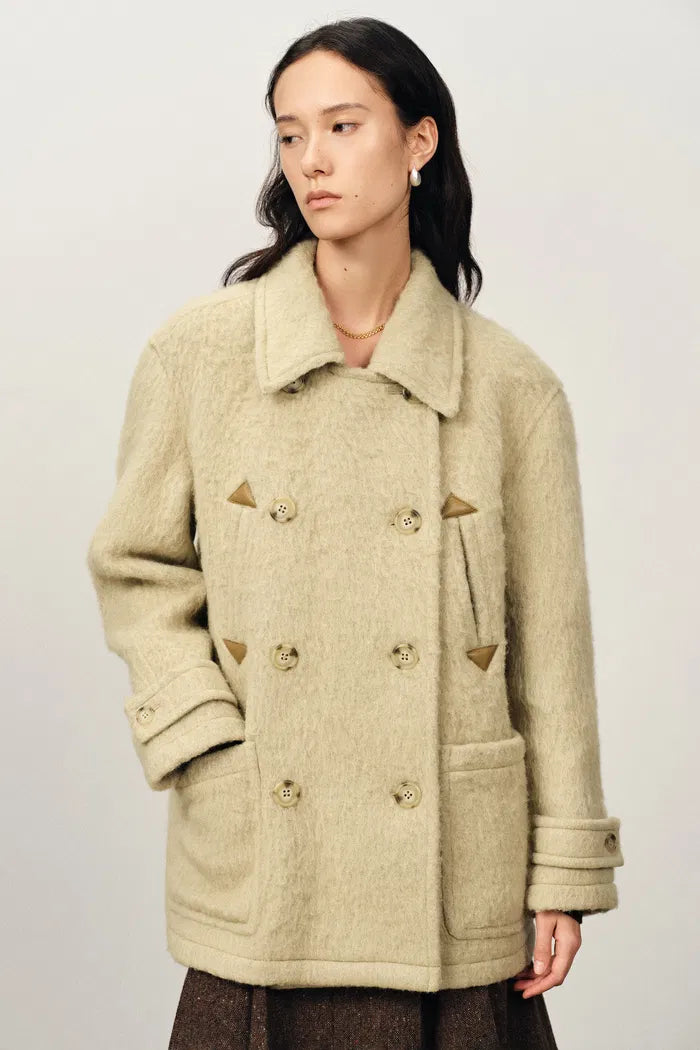 Penny Wind Guard Wool Caban Coat in Heavy Merino Alpaca Blend