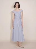 Claudia Off Shoulder Striped Dress in Cotton
