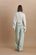 Wasteland Lightweight Distressed Washed Jeans in Cotton Denim