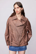Terra Vintage Brown Leather Jacket in Vegan Leather