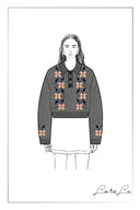 Fika Floral Knit Polo Shirt in Merino Wool Knit