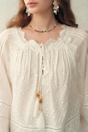 Amaya Puff-Sleeve Long Sleeve Top in Lace