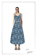 Ella Flora Laserwork Strap Maxi Dress in Cotton Denim