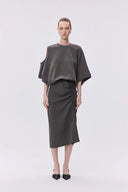 Vestido Suéter Knight Fruncido en Felpa de Algodón