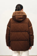 Emma Detachable Down Quilted Jacket in Cotton corduroy