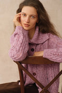 Rosalina Convertible Shawl Collar Cardigan in Merino Wool Cable Knit