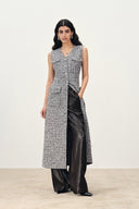 Cherbourg Sleeveless Tweed Midi Dress in French Bouclé with Metallic Threads