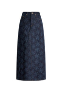 Ari Flora Maxi Skirt in Cotton Jacquard Denim