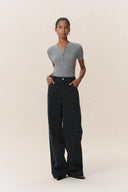Leander Sternennacht Struktur Jeans mit weitem Bein aus Jacquard-Denim