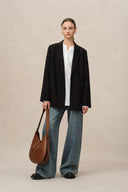 Lila Bluse mit Stehkragen aus Tencel-Baumwolle