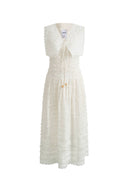 Robe Sans Manches Geraldine avec Col Amovible en Jacquard à Franges