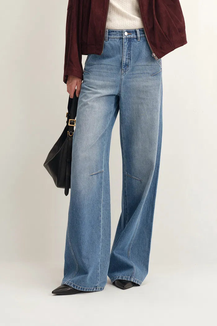 Rex Wide Leg Jeans in Cotton Denim