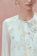 Aniyah Handbemalte Mohnbluse aus doppellagiger Seide