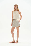 Lona Striped Casual Shorts in Cotton Poplin