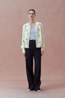 Sabina Jacquard Knit Cardigan in Alpaca-Merino Blend Knit